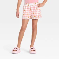 Sanrio Girls' Hello Kitty and Friends Gingham Lace Trim Boxer Shorts - Pink XL