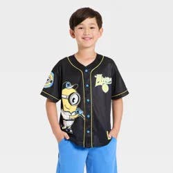 Boys' Minions Short Sleeve Baseball Jersey - Black S