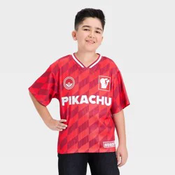 Boys' Pokemon Pikachu Short Sleeve Jersey T-Shirt - Red S