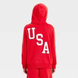 Boys' United States Soccer Federation Front and Back Graphic Hooded Pullover Sweatshirts - Red M