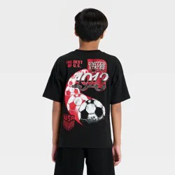 Boys' United States Soccer Federation Front and Back Graphic Short Sleeve T-Shirt - Black XL