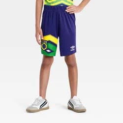Boys' Umbro Brazil Soccer Shorts - Navy Blue XS