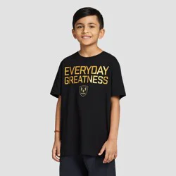 Boys' Messi "Everyday Greatness" Classic Fit Short Sleeve Knit Graphic T-Shirt - Black XL