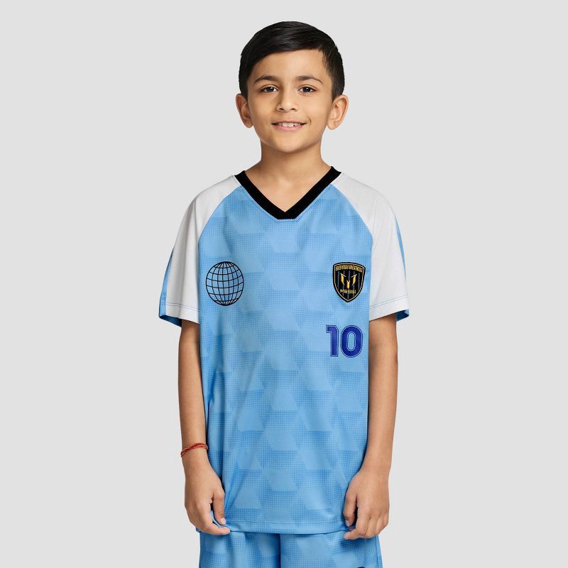 slide 1 of 4, Boys' Messi Soccer Jersey - Blue L, 1 ct