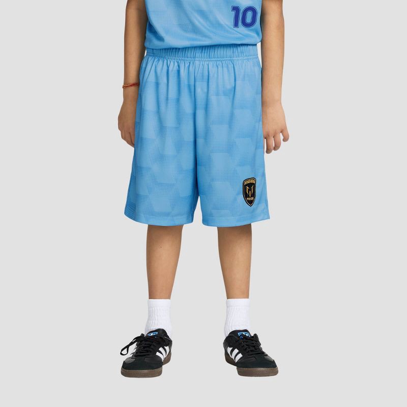 slide 1 of 4, Boys' Messi Printed Shorts - Blue M, 1 ct