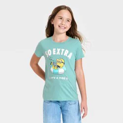 Universal Girls' Minions "So Extra" Short Sleeve Graphic T-Shirt - Teal Green S