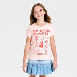 Girls' Disney Toy Story "Toy-Riffic Summer" Short Sleeve Graphic T-Shirt - Peach Orange S