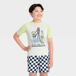 Boys' Minecraft Rash Guard Swim Shirt - Lime Green XL
