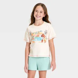 Girls' Disney Moana "Spirit of the Ocean" Boxy Short Sleeve Graphic T-Shirt - Off-White S
