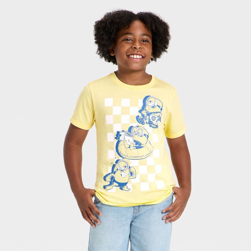 slide 1 of 4, Universal Boys' Minions Short Sleeve Graphic T-Shirt - Yellow S, 1 ct
