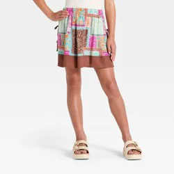 Girls' Tie Mini Skort - art class™ Brown/Pink XL