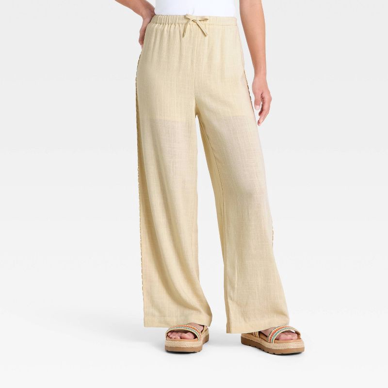 slide 1 of 3, Girls' Crafted Beach Pant - art class™ Cream L, 1 ct
