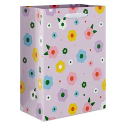 American Greetings Large Birthday Gift Bag for Her, Purple and Florals 1 Bag 13"x10" - Designed by Spaghetti and Meatballs
