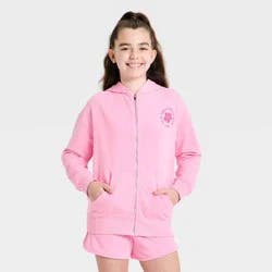 Girls' Oversized French Terry Zip-Up Hoodie Sweatshirt - art class™ Pink L