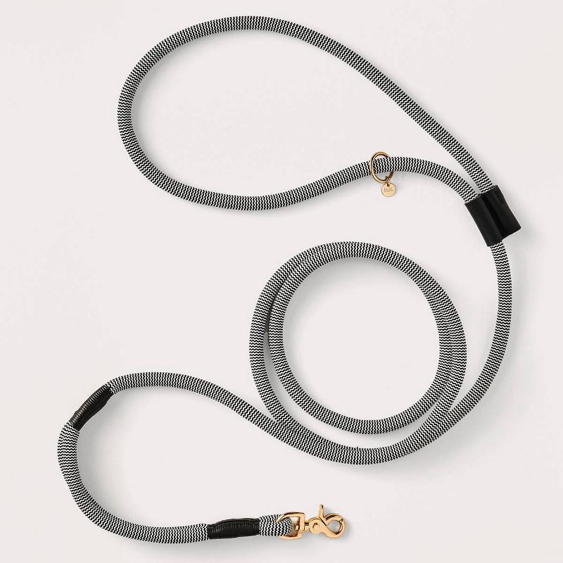 slide 1 of 7, Hooray House Hands-Free Rope Dog Leash - 106.08" - White/Black, 1 ct