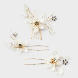 Flower Cluster Hairpins 3pc Set - A New Day™ Gold