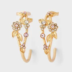 Floral Crystal Vine Hoop Earring - A New Day™ Gold