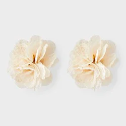 Fabric Floral Button Earring - A New Day™ Tan