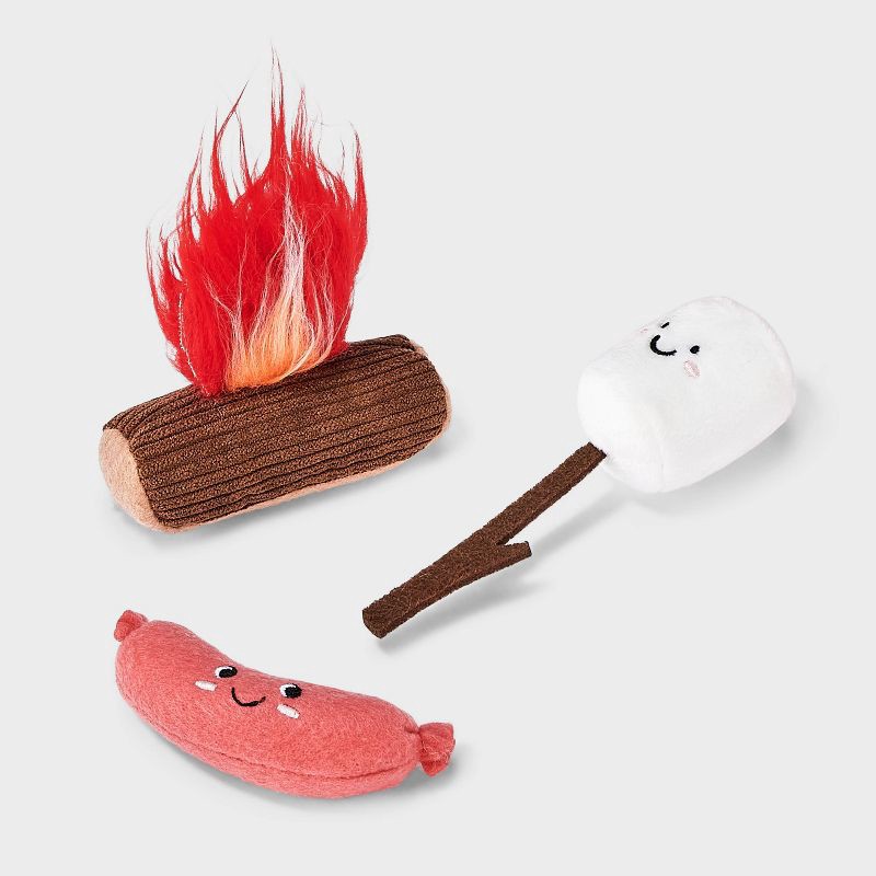 slide 1 of 3, Campfire Hot Dog Cat Marshmallow Plush Toy Set - 3pk - Boots & Barkley™, 3 ct