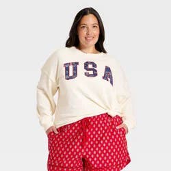 Women's Americana Pullover Sweatshirt - Universal Thread™ Cream Letters XXL