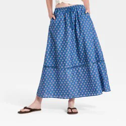 Women's Maxi Full Skirt - Universal Thread™ Blue Floral S
