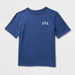 Kids' Short Sleeve 'USA Flag' Graphic T-Shirt - Cat & Jack™ Navy Blue L