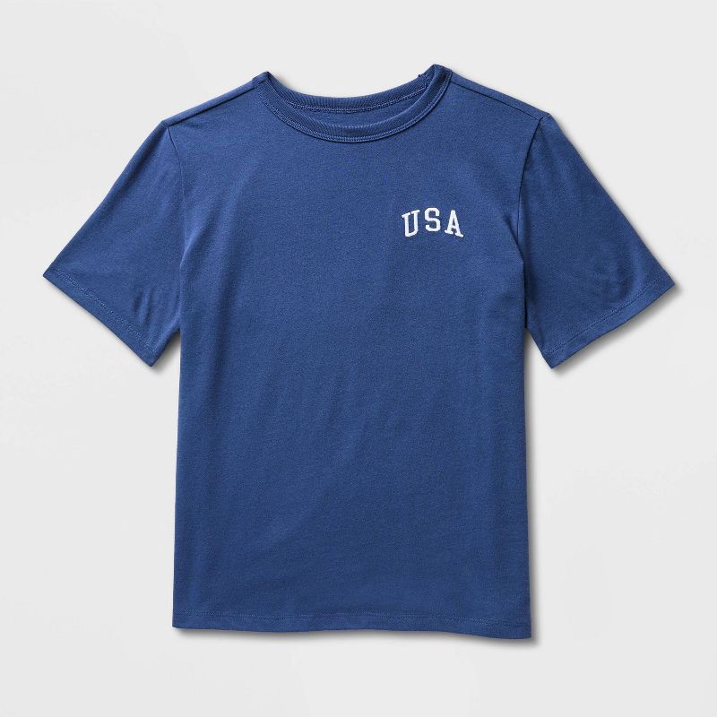 slide 1 of 5, Kids' Short Sleeve 'USA Flag' Graphic T-Shirt - Cat & Jack™ Navy Blue XL, 1 ct