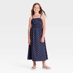 Girls' Printed Woven Maxi Dress - Cat & Jack™ Navy Blue S