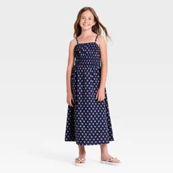 Girls' Printed Woven Maxi Dress - Cat & Jack™ Navy Blue L