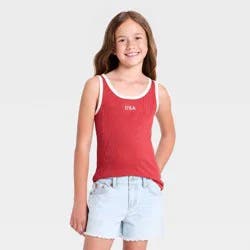Girls' 'USA' Graphic Tank Top - Cat & Jack™ Red M
