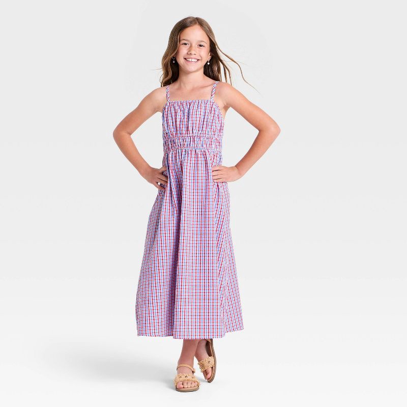 slide 1 of 3, Girls' Gingham Woven Maxi Dress - Cat & Jack™ L, 1 ct