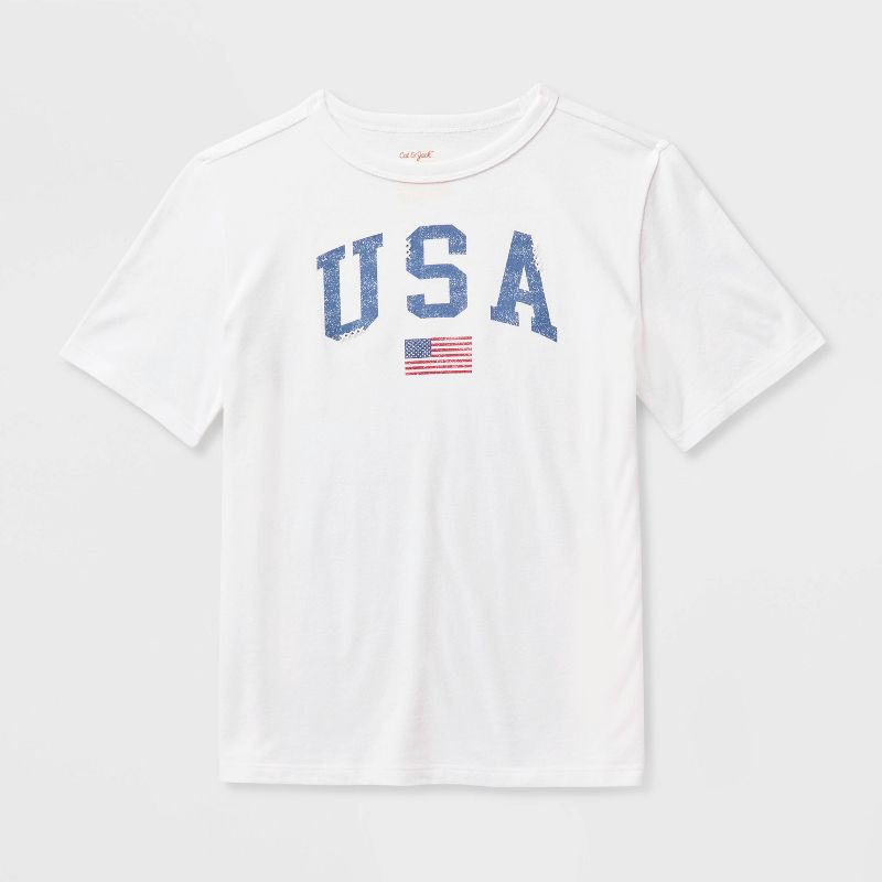 slide 1 of 5, Kids' Short Sleeve 'USA' Graphic T-Shirt - Cat & Jack™ White S, 1 ct