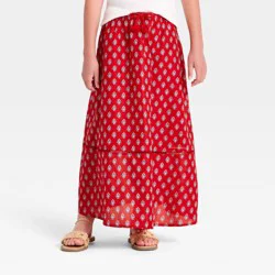 Girls' Woven Printed Maxi Skirt - Cat & Jack™ Red XL
