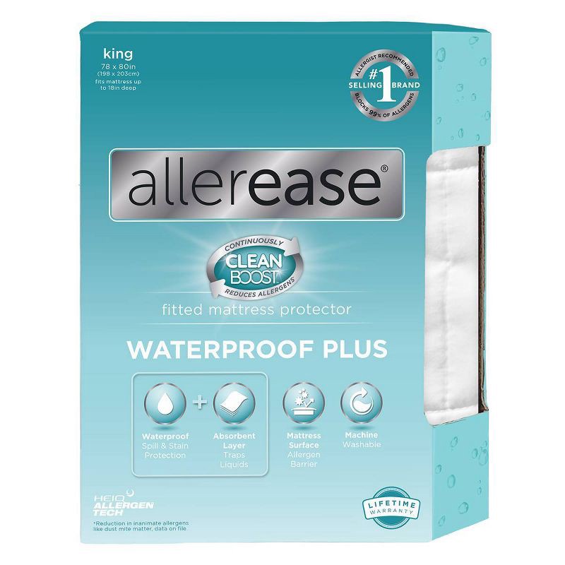 slide 1 of 8, Allerease King Essential Waterproof Plus Mattress Protector, 1 ct