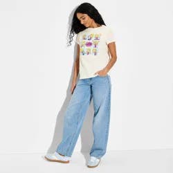 Disney Women's Lizzie McGuire Short Sleeve Graphic T-Shirt - Cream L