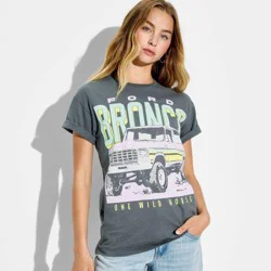 Ford Bronco Women's Pink Bronco Short Sleeve Graphic T-Shirt - Gray XXS