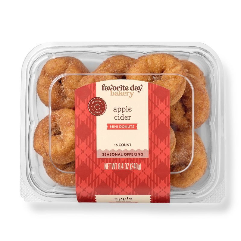slide 1 of 4, Apple Cider Mini Donut Tub - 8.4oz/16ct - Favorite Day™, 8.4 oz, 16 ct