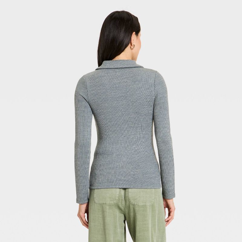 slide 2 of 3, Women's Long Sleeve Polo Shirt - Universal Thread™ Light Gray XS, 1 ct