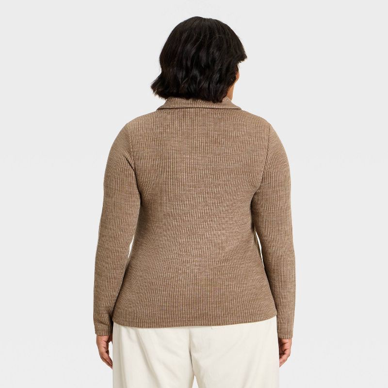 slide 2 of 3, Women's Long Sleeve Polo Shirt - Universal Thread™ Brown XXL, 1 ct