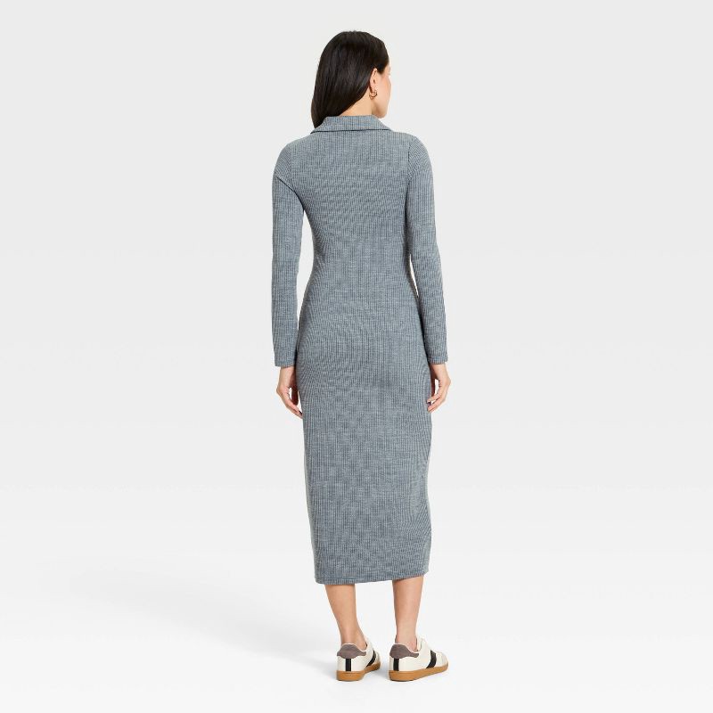 slide 2 of 3, Women's Long Sleeve Polo Maxi Bodycon Dress - Universal Thread™ Light Gray S, 1 ct