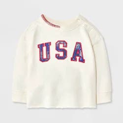Baby 4th of July Crewneck Sweatshirt - Cat & Jack™ Cream Newborn