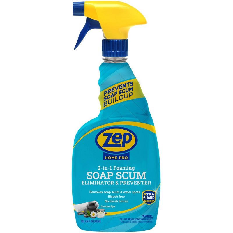 slide 1 of 8, Zep Home Pro 2-in-1 Foaming Soap Scum Eliminator Bathroom Cleaners - 32oz: Spray Bottle, Shower, Countertops, Bath Tub, Sink, 32 oz