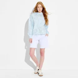 Women's Hooded Bungee Pullover Sweatshirt - Wild Fable™ Light Blue Camo M
