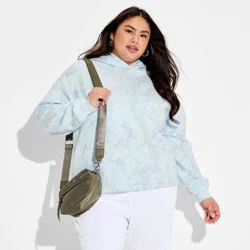 Women's Hooded Bungee Pullover Sweatshirt - Wild Fable™ Light Blue Camo XXL