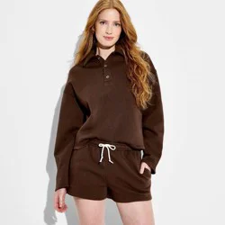 Women's Collared Rugby Pullover Sweatshirt - Wild Fable™ Brown M