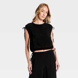 Women's Modern Gauze Side-Tie Top - A New Day™ Black M