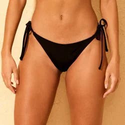 Women's Low-Rise Extra High Leg Extra Cheeky Side-Tie Bikini Bottom - Wild Fable™ Black L