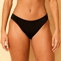 Women's Low-Rise High Leg Cheeky Bikini Bottom - Wild Fable™ Black S