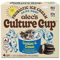 Alec's Ice Cream Culture Cup Frozen Cookies & Cream - 14 fl oz/4ct