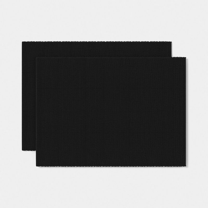 slide 1 of 4, 2pk Easy Care Corded Placemat Black - Room Essentials™, 2 ct